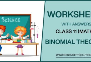 Class 11 Mathematics Binomial Theorem Worksheets