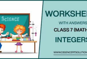 Class 7 Mathematics Integers Worksheets