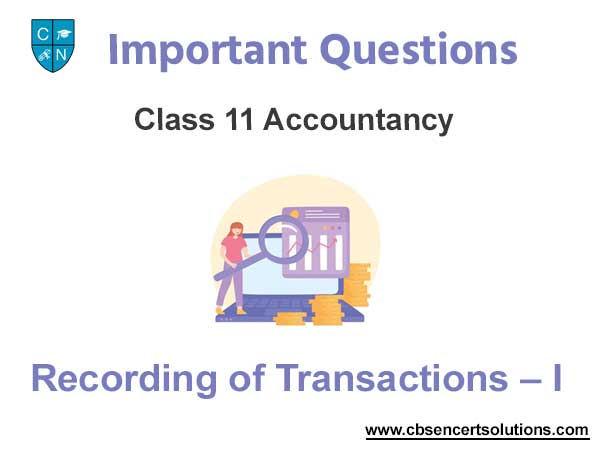 Chapter 3 Recording of Transactions – I Case Study Questions