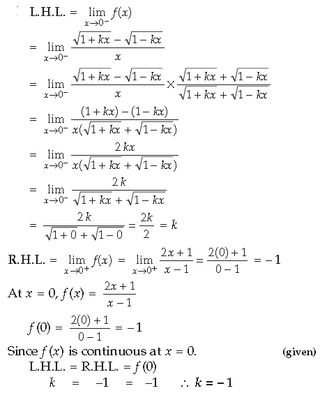 Continuity and Differentiability Class 12 Mathematics Important Questions